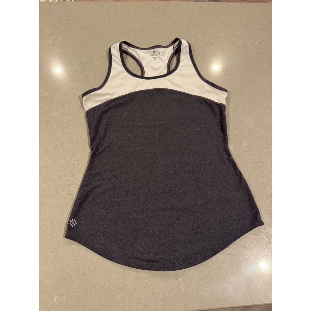 Athleta Tank‎ Top Women's XS Gray White Racerback Athletic Workout Fitness Top